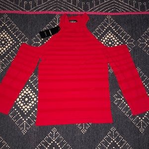 bebe red long sleeve blouse